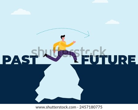 past and future concept, different options  illustration,  choice between past and future illustration, alternative concept, business  illustration