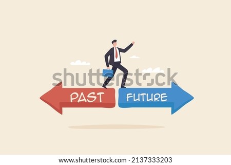 Past and future , Crossroads as business strategy choice and future options concept.