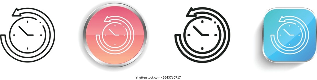 past icon. Thin Linear, Regular and Button Style Design Isolated On White Background