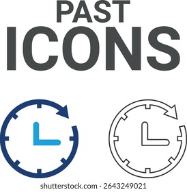 Past icons, Line art icons Timer, alarm, schedule, hourglass, clock icons. Solid icon collection.