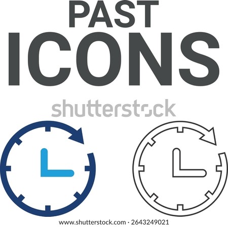 Past icons, Line art icons Timer, alarm, schedule, hourglass, clock icons. Solid icon collection.