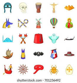 Past icons set. Cartoon set of 25 past vector icons for web isolated on white background