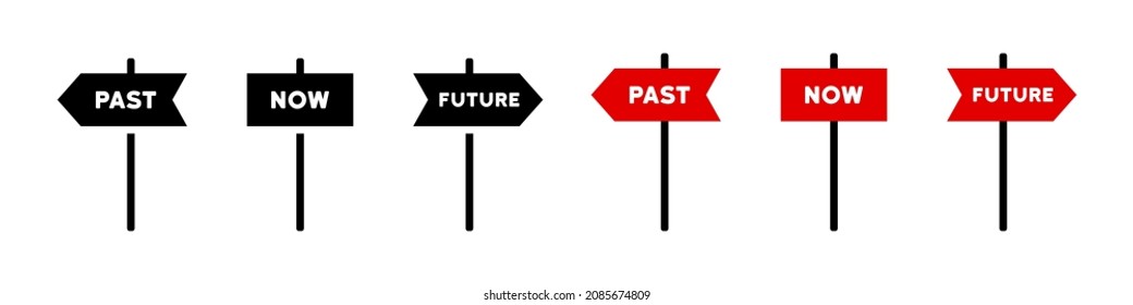 Past, now and future icon set. Timeline sign. Vector EPS 10. Isolated on white background.