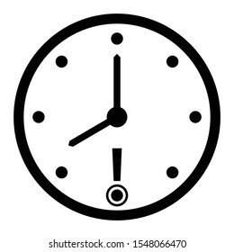 past overdue concept, clock and exclamation mark vector design, behind schedule Icon 