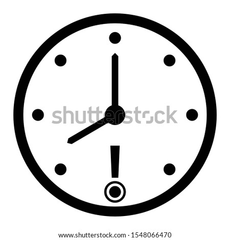 past overdue concept, clock and exclamation mark vector design, behind schedule Icon 