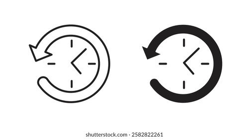 Past time filled and outlined icons vectors on white background