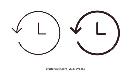 Conjunto de concepto de icono de tiempo pasado. Colección de íconos simple