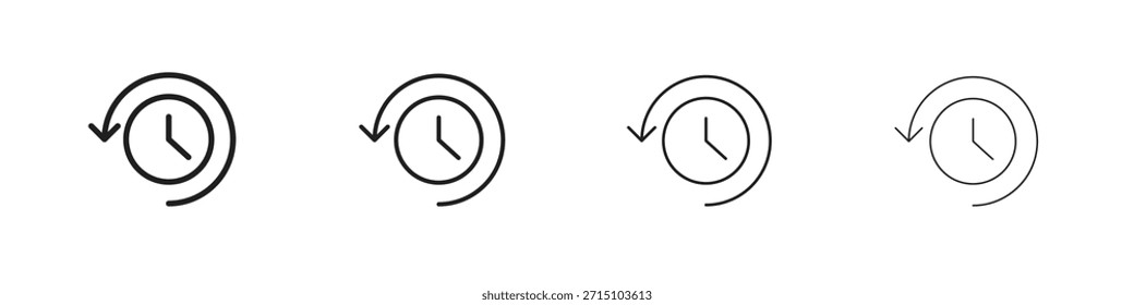 Conjunto de iconos de tiempo pasado. Una colección de simples iconos negros de trazos finos