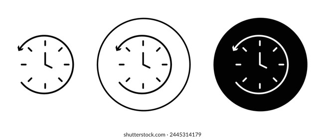 Conjunto de iconos de tiempo pasado. Símbolo de Vector de historial reciente del explorador. Símbolo de días pasados.