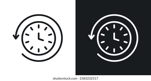 Past time icons in black and white liner strokes for web design.