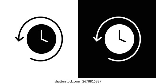 Ícones da hora anterior. ícone do vetor de glifo. Ilustração vetorial eps 10