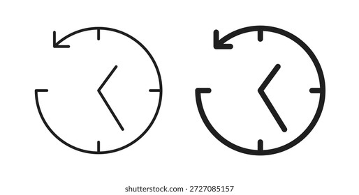 Conjunto de iconos de tiempo pasado. Ilustración vectorial de línea simple