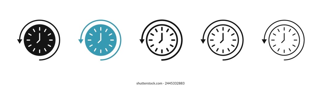 Past Time Line Icon Set for UI Designs. Recent Browser History Vector Icon. Past Days Sign for UI Designs.