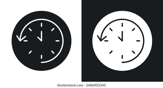 Past time vector icon set in solid black and white color