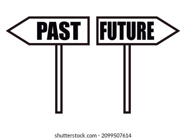 Past vs future sign black icon.