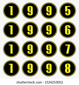 Past Years Yellow Numbers Circle Shape1995199619971998 Stock Vector ...