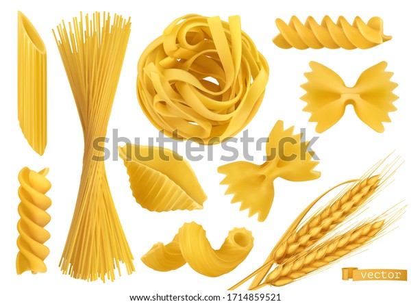 Pasta 3d Realistic Vector Objects Set Stock Vector (Royalty Free ...