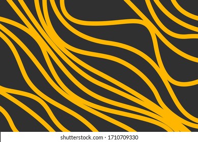 Pasta abstract background with yellow lines, pasta geometric pattern, noodle texture, vector illustration
