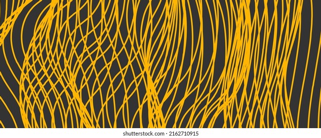Pasta abstract background with yellow lines, pasta geometric pattern, noodle texture, vector illustration