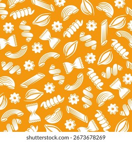Pasta background, pattern set. Collection icons farm pasta. Vector
