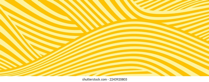 Fondo de pasta, espagueti patrón geométrico abstracto. Afiche amarillo de Macaroni. Patrón abstracto ondulado. Ilustración vectorial de Pasta