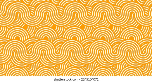 Pasta background, spaghetti abstract geometric pattern. Macaroni yellow poster. Wavy abstract pattern. Pasta vector illustration