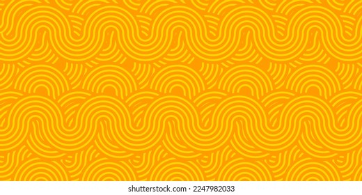 Fondo de pasta, espagueti patrón geométrico abstracto. Afiche amarillo de Macaroni. Patrón abstracto ondulado. Ilustración vectorial de Pasta