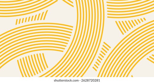 Fundo de massa, espaguete abstrato padrão geométrico. Cartaz amarelo de macarrão. Padrão abstrato ondulado. Ilustração do vetor de massa