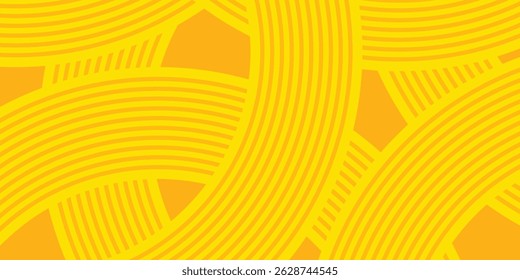 Pasta background, spaghetti abstract geometric pattern. Macaroni yellow poster. Wavy abstract pattern. Pasta vector illustration