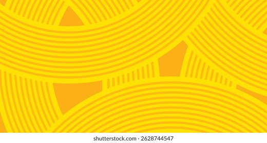 Fundo de massa, espaguete abstrato padrão geométrico. Cartaz amarelo de macarrão. Padrão abstrato ondulado. Ilustração do vetor de massa
