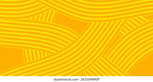 Pasta background, spaghetti abstract geometric pattern. Macaroni yellow poster. Wavy abstract pattern. Pasta vector illustration