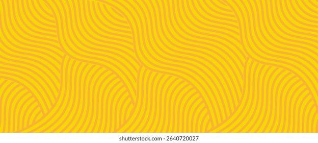 Pasta background, spaghetti abstract geometric pattern. Yellow macaroni poster. Abstract wavy pattern. Modern