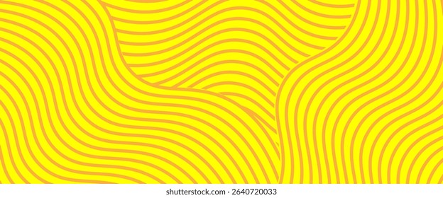 Pasta background, spaghetti abstract geometric pattern. Yellow macaroni poster. Abstract wavy pattern. Modern