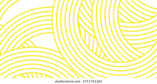 Fundo de massa, espaguete abstrato padrão geométrico. Cartaz amarelo de macarrão. Padrão abstrato ondulado. Ilustração do vetor de massa EPS.10