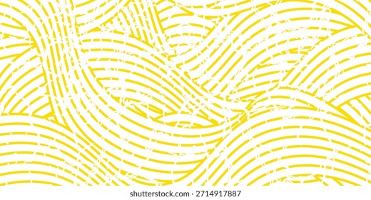 Fundo de massa, espaguete abstrato padrão geométrico. Cartaz amarelo de macarrão. Padrão abstrato ondulado. Ilustração do vetor de massa.