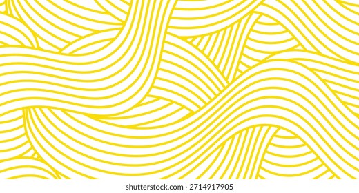 Fundo de massa, espaguete abstrato padrão geométrico. Cartaz amarelo de macarrão. Padrão abstrato ondulado. Ilustração do vetor de massa.