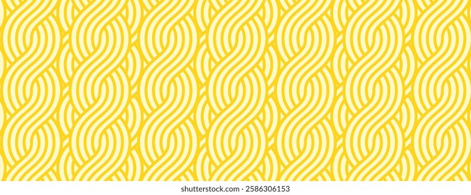 Pasta background, vector ramen noodle yellow and white seamless wave pattern. Oriental asian food, spaghetti texture with geometric wavy lines. Poster or wallpaper with abstract italian meal ornaments