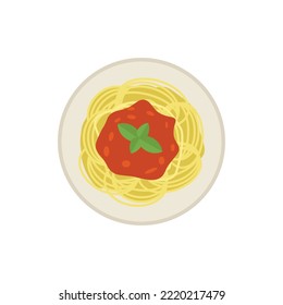 Bolonia de pasta. Spaghetti bolognese. Ilustración de estilo plano