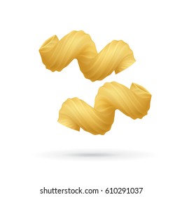 Pasta cavatappi. Traditional wheat product of italian cuisine. Flour product of italy kitchen. Cartoon vector illustration of macaroni isolated on white background