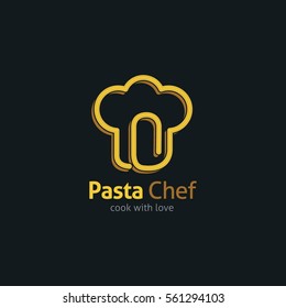 Pasta chef logo design template. flat style