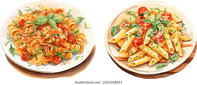 Pasta clipart, isolated vector illustration.