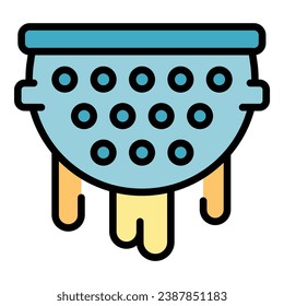 Pasta colander icon outline vector. Cooking sieve. Kitchen utensil color flat