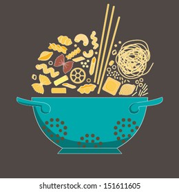 Pasta collection drawings  vector set.