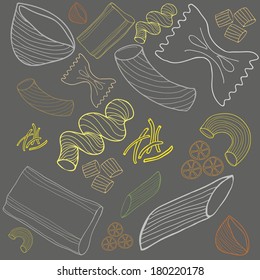 Pasta collection drawings vector set