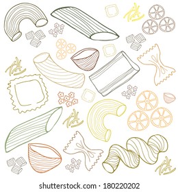 Pasta collection drawings vector set