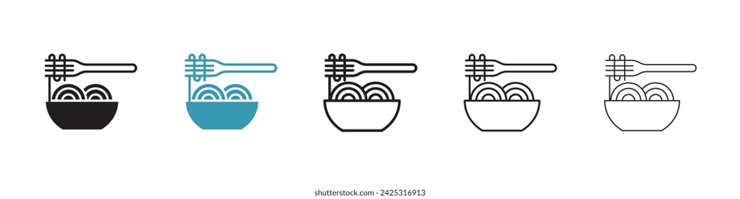 Conjunto de iconos vectoriales de cocina de pasta. Símbolo italiano del vector de los fideos para el diseño de UI.