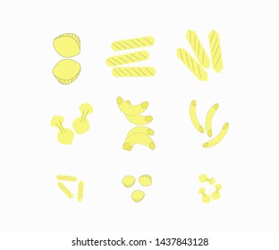 pasta of different varieties. Italian pasta