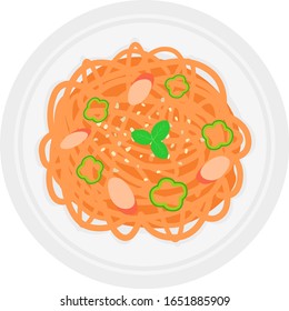 Pasta dish. Illustration of noodles.