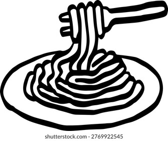 Pasta Dish Line Icon Simple Spaghetti Food Illustration
