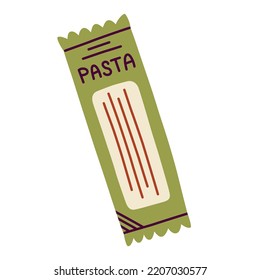 Pasta doodle icon, vector illustration of Italian spaghetti, supermarket product, isolated colored clipart on white background